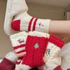 Winter Christmas Socks: Female Cartoon Embroidered Snowman Mid-calf Socks, Plush Warm Thickened Floor Socks, Big Red Socks