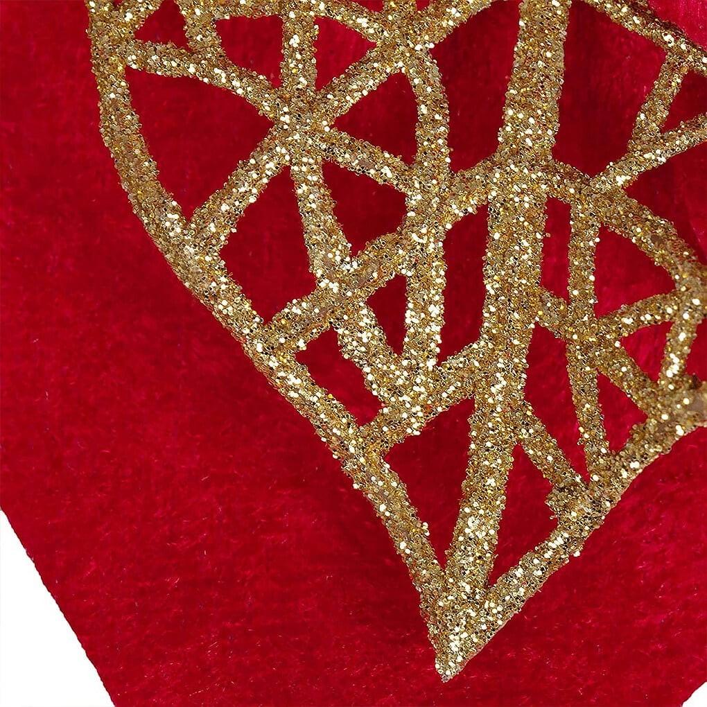 Искусственные рождественские цветы Украшение Рождественская елка Красное блестящее золотое украшение