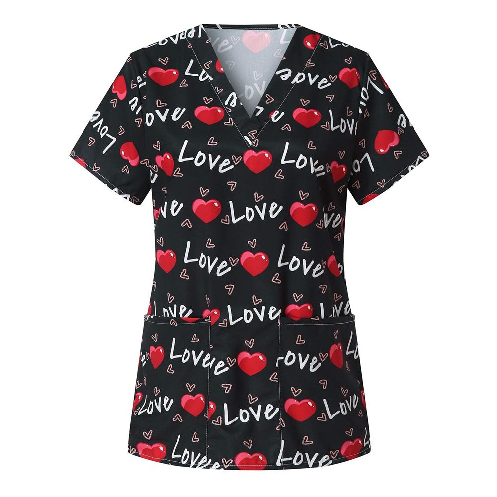 Женская футболка Summer Love 3D Print, повседневная модная футболка с V-образным вырезом, свободный свитер с коротким рукавом, повседневные топы, футболки, размер XXS-6XL