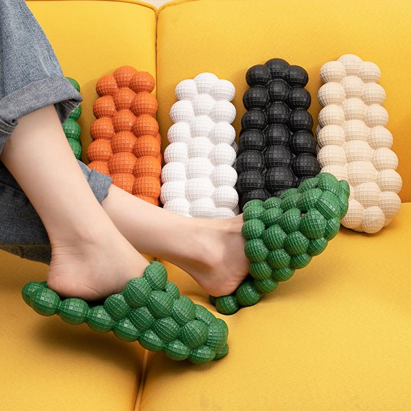 Summer Light Bubble Slides Women Flat Heels Massage Home Slippers Female Comfort Anti-Slip Designer Sandals Chaussure Femme