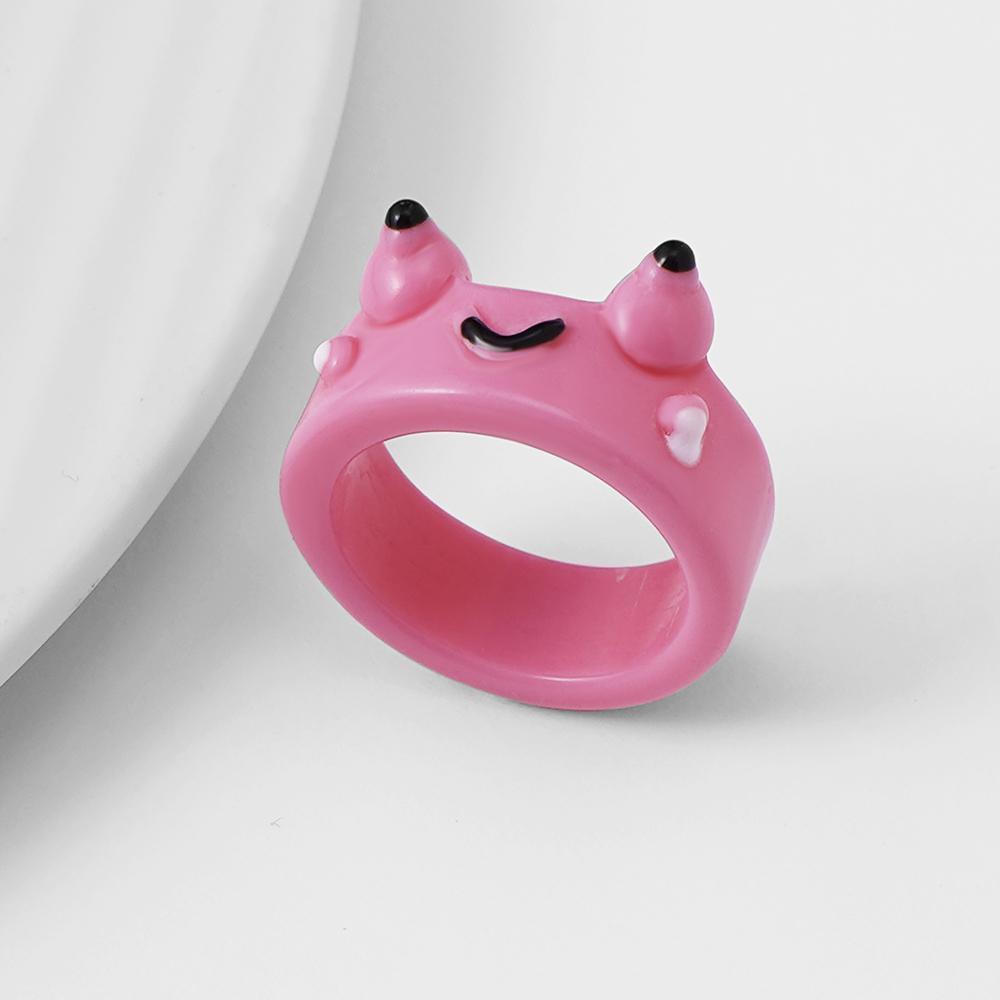 Мультяшное студенческое кольцо, женское кольцо, кольцо для пары, цветное акриловое кольцо с лягушкой и курицей