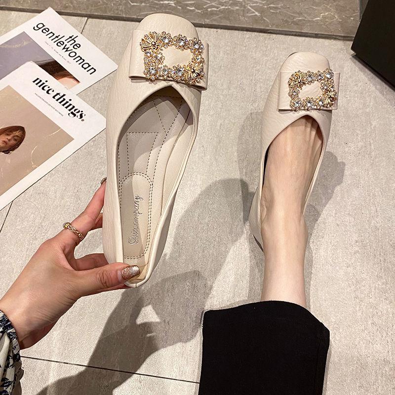 Женские туфли на плоской подошве с квадратным носком и стразами для женщин. Мокасины с бриллиантами. Элегантные вечерние каникулы по акции. Весна, EL