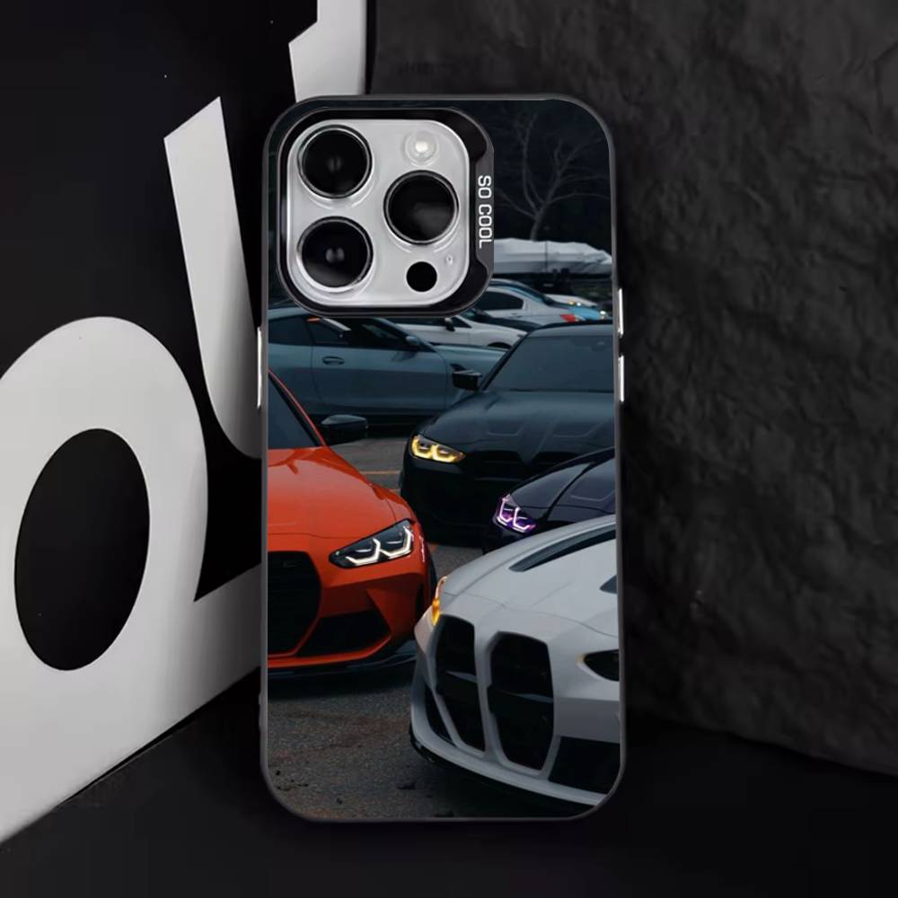 Черно-белый для B-BMW Чехол для телефона Для iPhone 16,15,14,13,12,11,8,7,Pro,Max,Plus,Mini,XS,SE Противоударный Черный Матовый Жесткий