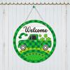 St. Patrick's Day Welcome Door Sign Irish Shamrock Top Hat Plaid Paper Door Hanging Sign Front Door Hanger Decoration Decorative Wall Plaque