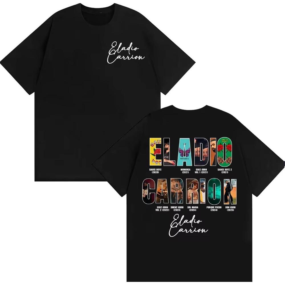 Rapper Eladio Carrion Album Cover 2026 New Tour T Shirt Unisex Women Vintage 90s Hip Hop Street Tshirts Casual Tshirt Summer