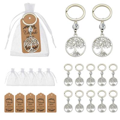 Дерево жизни на День благодарения Звезда Крест Подвеска Подарки для вечеринки Крафтовые бирки и мешочек из органзы Подарки на крещение