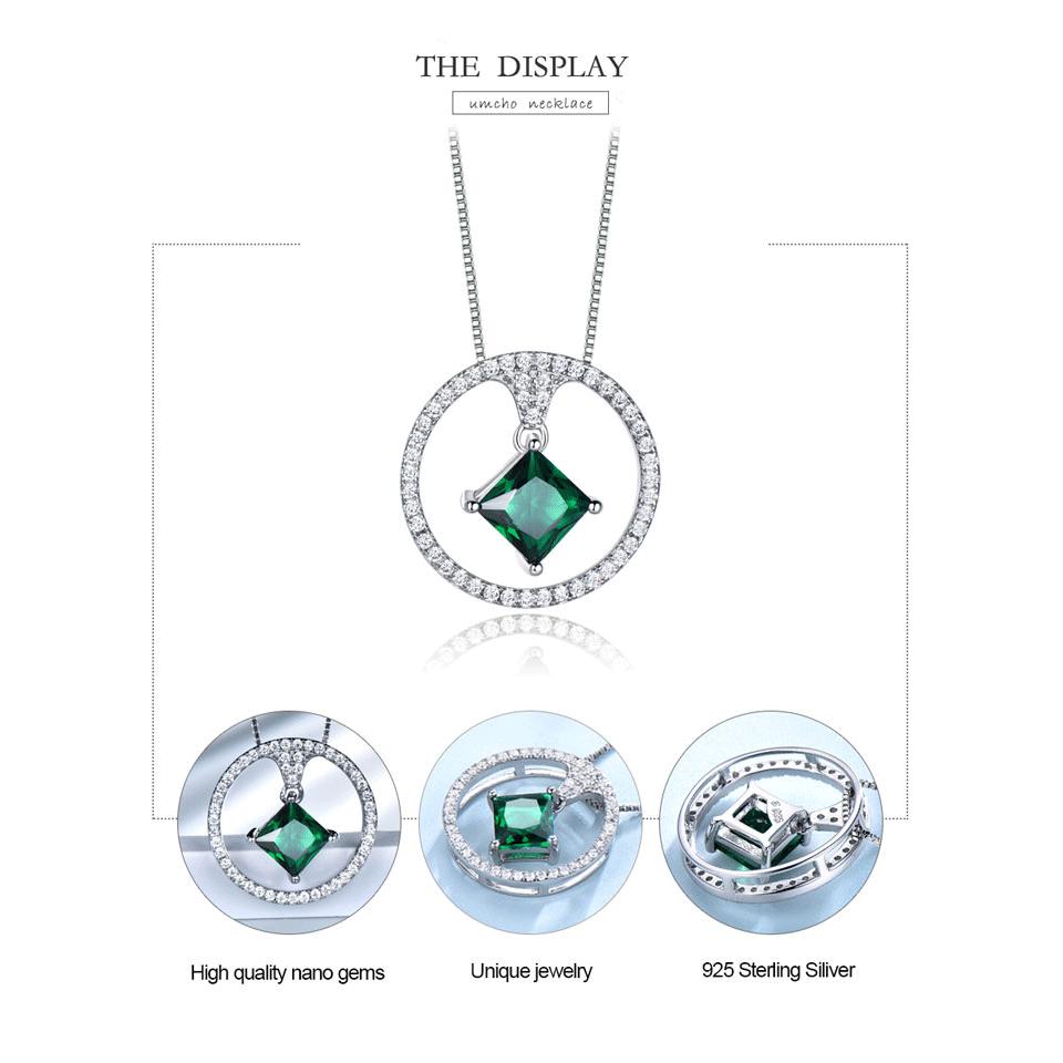 Umcho Круглый зеленый драгоценный камень кулон ожерелье романтические подарки на день рождения для девочек для женщин ювелирные изделия