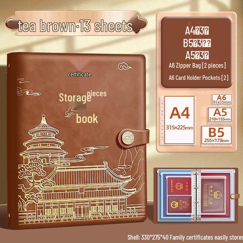 Портативный семейный органайзер для документов: Альбом на кольцах, Многофункциональный, Прозрачный, Большой вместимости для свидетельств о рождении и домашних записей.