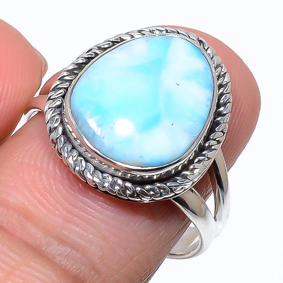 Кольцо из стерлингового серебра 925 пробы с драгоценным камнем Natural Republic Larimar, размер 9,5 e5e69