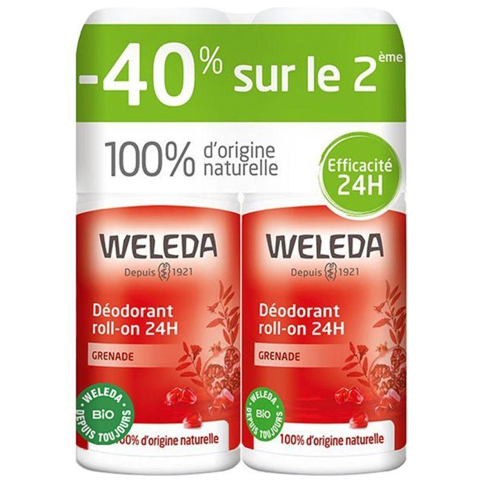 Déodorant - Weleda - Grenade - 24h - Roll-On - Lot de 2 x 50ml - Sans sels d'aluminium