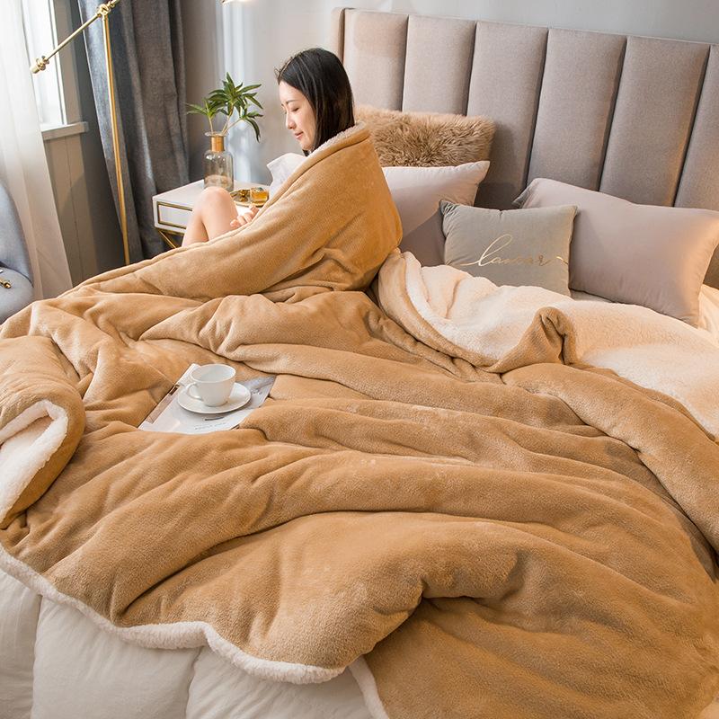 Шерстяное одеяло, сохраняющее тепло, зимние одеяла, двухстороннее королевское пододеяльник, покрывало для кемпинга, покрывало на кровать