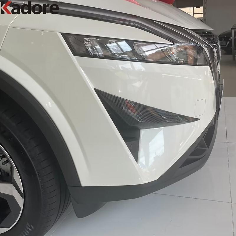 Front Bumper Wind Knif Cover Trim For Nissan Qashqai J12 2024 Carbon Fiber Car Front Fog Light Lamp Frame Accessories