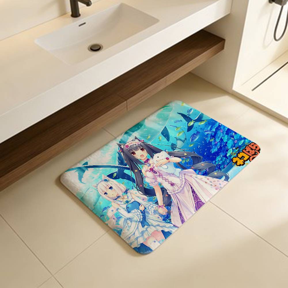 Аниме Кавайная Девушка Nekopara Придверный Коврик Моющийся Нескользящий Коврик для Гостиной Зоны Дивана и Стульев Кухонный Придверный Коврик Ковер