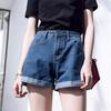 Classic and Minimalist Fashion Versatile Black Women's Summer Rolled A-line Pants Thin Wide-legged Sub Denim Shorts Individuality and Trendiness
