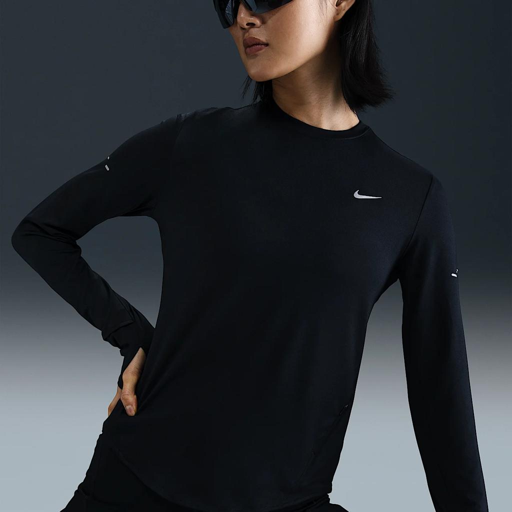 Nike Swift Df Uv Пуловер с круглым вырезом и длинным рукавом Женские топы Черный HQ0504010