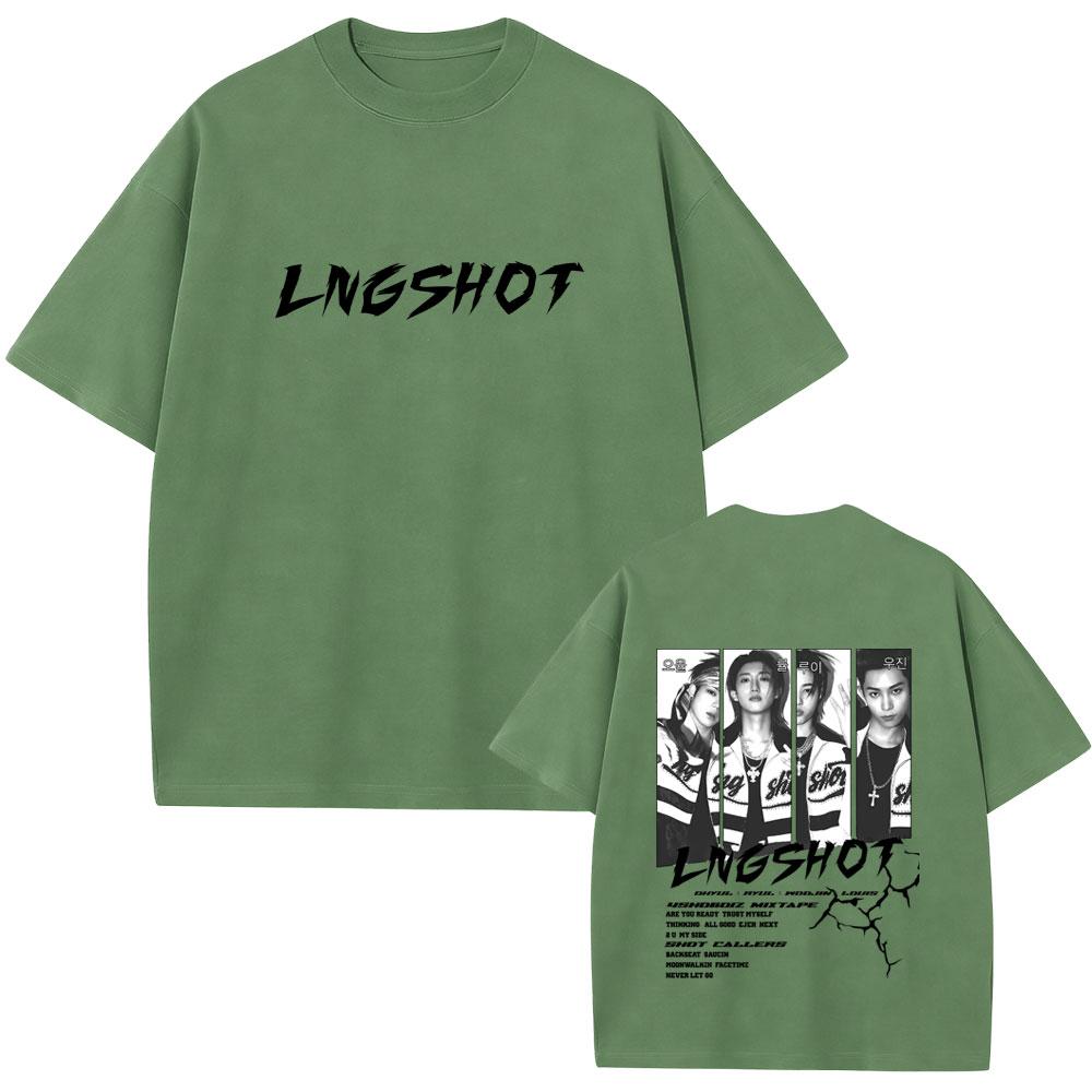 Корейская группа Lngshot 4SHOBOIZ МИКСТЕЙП Shot Callers Футболка Унисекс Женская K-pop Мода Уличная одежда Унисекс Повседневная Мягкие хлопковые футболки