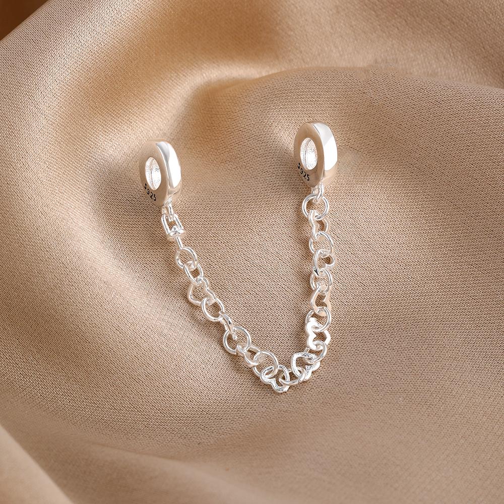 925 Silver Charms Fit Original Bracelet Women Jewelry Gift Shiny Butterfly Star Moon Love Heart Clamp Beads safety chain Pendant