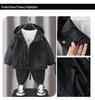 Boys' Black Hooded Windbreaker Jacket - Spring & Autumn 2024
