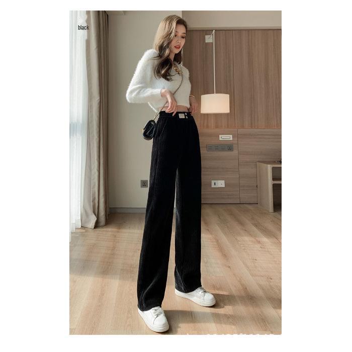 Женские широкие вельветовые брюки: На бархатной подкладке, утягивающий, прикрывающий мясо, свободный крой, модный и повседневный на осень/зиму