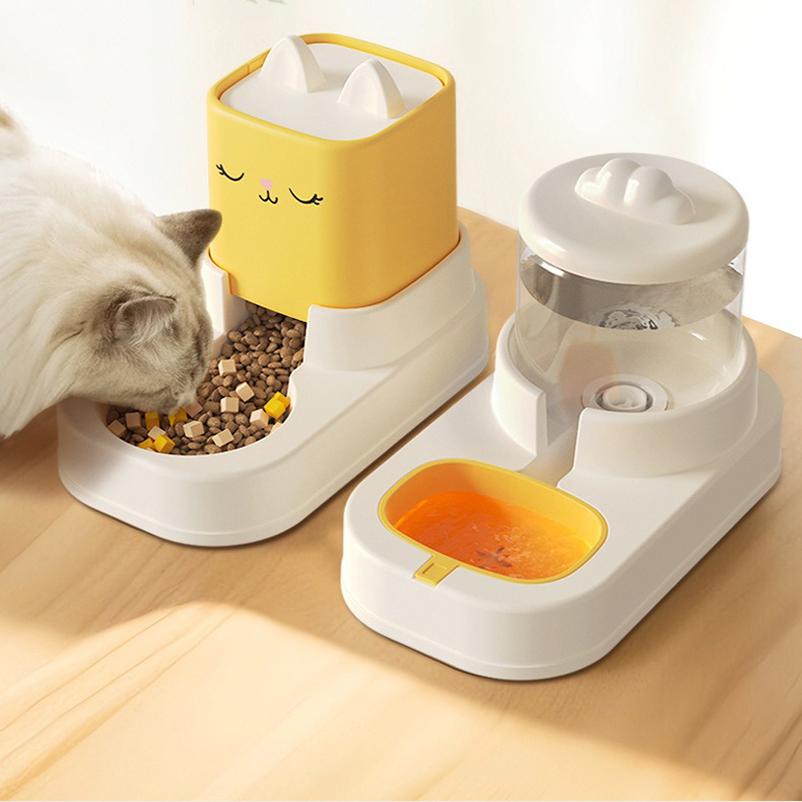 Новая горячая форма кошачьих ушей, двойная чаша для домашних животных, автоматическая поилка для питьевой воды, товары для домашних животных, предотвращающие расстройство кошек