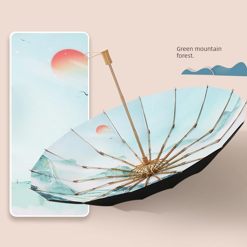 New Creative and Fresh Style 70% off-Rib Umbrella with Wooden Handle, Sunshade Umbrella, Sun Protection Umbrella, 55cm