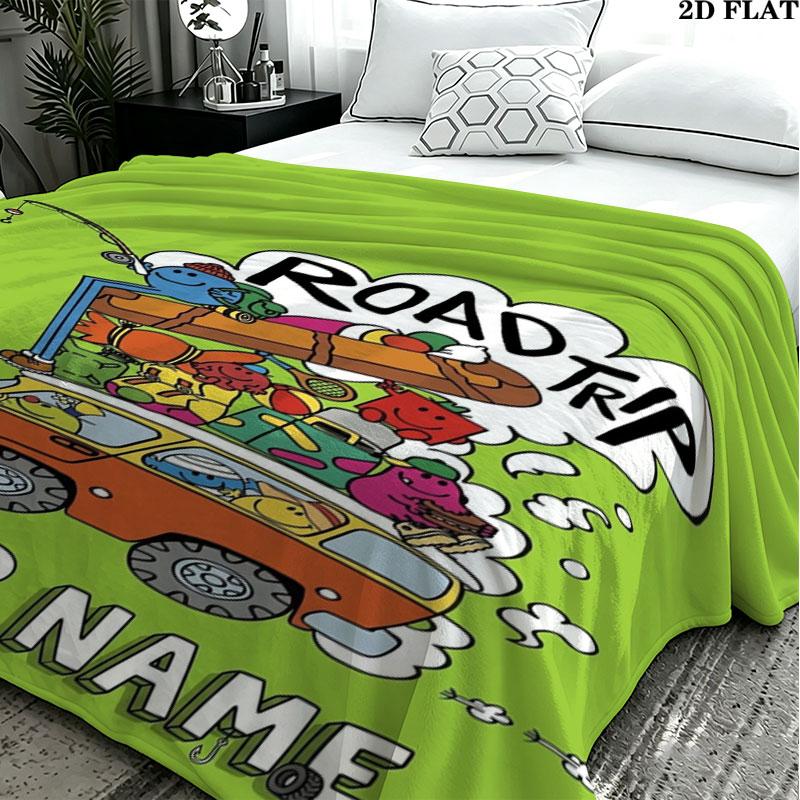 1PC Mr. Men Little Miss Custom Name Patterned Flannel Blanket Suitable For All Seasons for Home Decor Warmth and Comfort Gifts Holiday Present