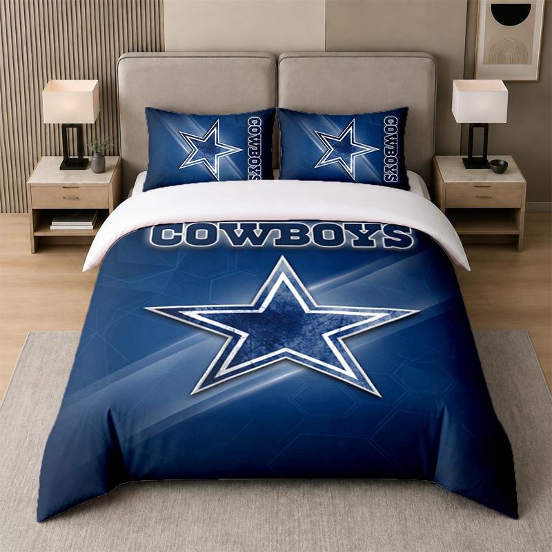 3Pcs Bedding SetDallas Cowboys Soft Bed Sheet and Two Pillowcases Home Bedroom Decor