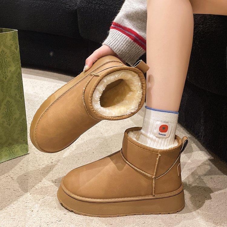 Зимние женские короткие плюшевые теплые зимние ботинки, повседневная обувь, новые замшевые ботильоны «Челси» на плоской подошве, женская обувь на платформе, Botas