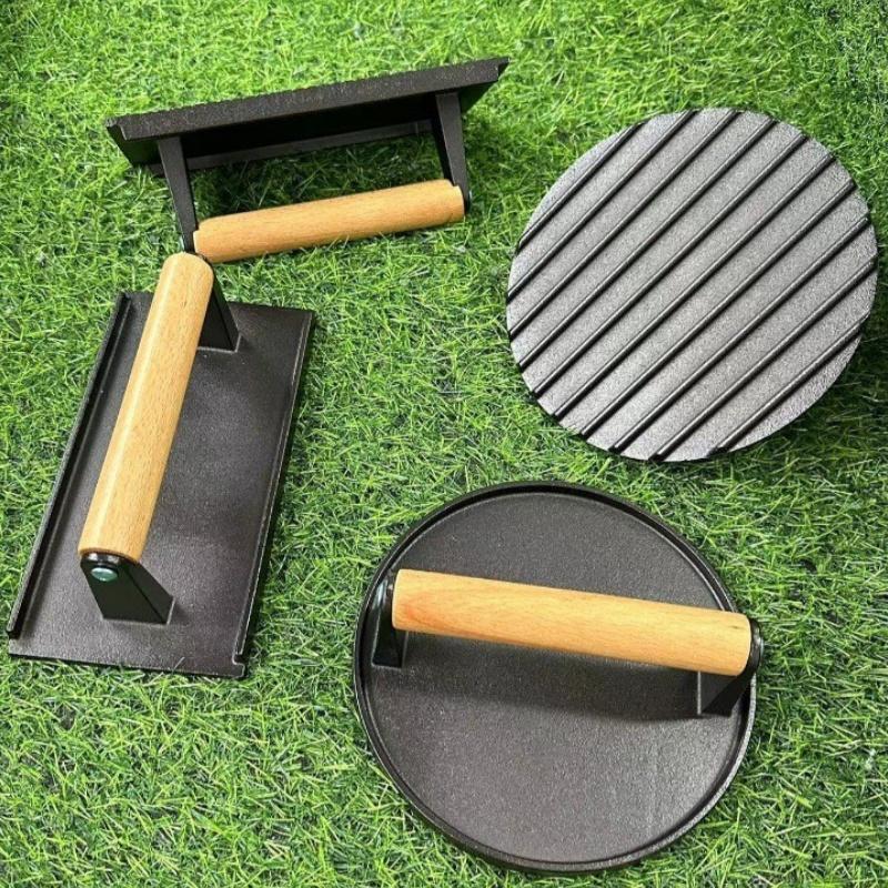 1шт чугунный прямоугольный пресс для мяса круглый сверхпрочный пресс для стейков и бургеров пресс для барбекю для гриля с плоским верхом гамбургер мясорубка