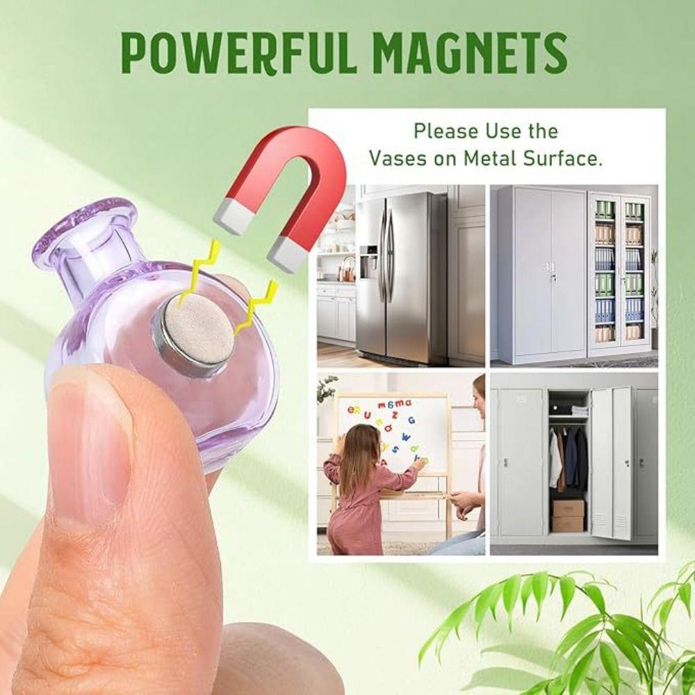 8Pcs/Set Modern Mini Glass Vase Magnets Creative Refrigerator Magnets Vase Living Room