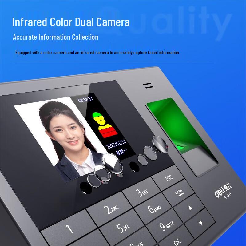 Deli 3765CS Smart Cloud Face & Fingerprint Attendance Machine CN plug (adapter included)