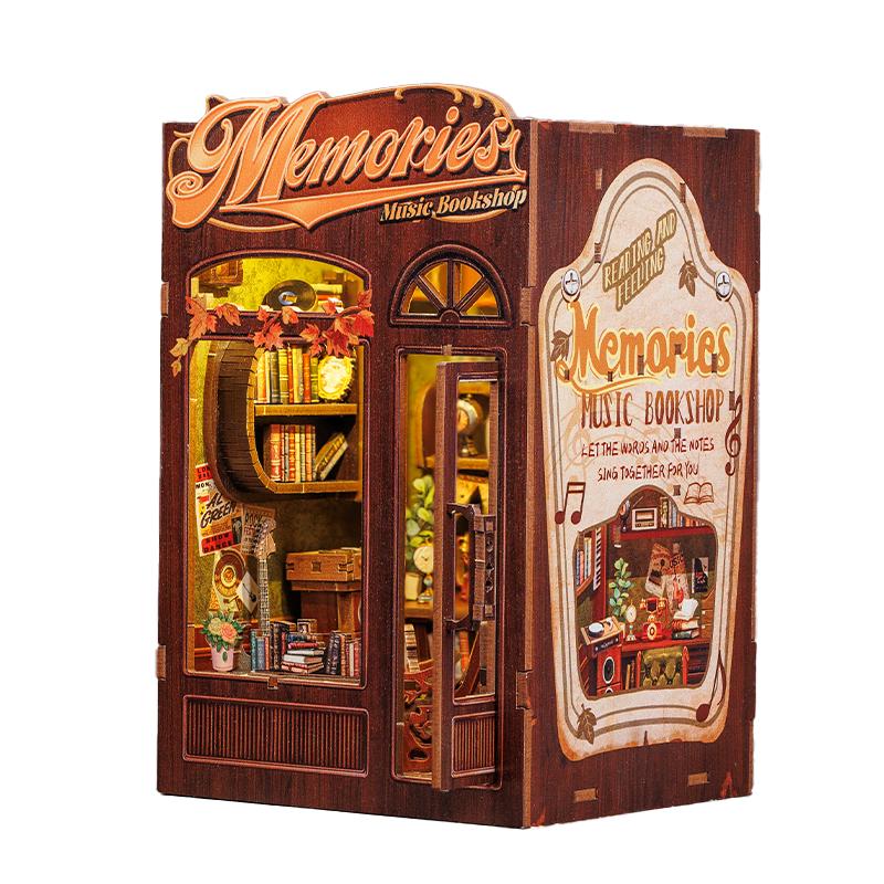 CUTEBEE Книжная полка-домик для миниатюрной кукольной жизни с подсветкой, набор для сборки из дерева, 3D-пазл, декор, подарок