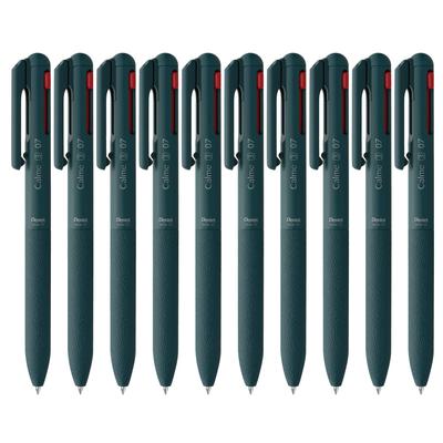 PENTEL Шариковая ручка Calme бирюзово-синяя 10 штук BXAC37S 3-цветная 0,7 мм