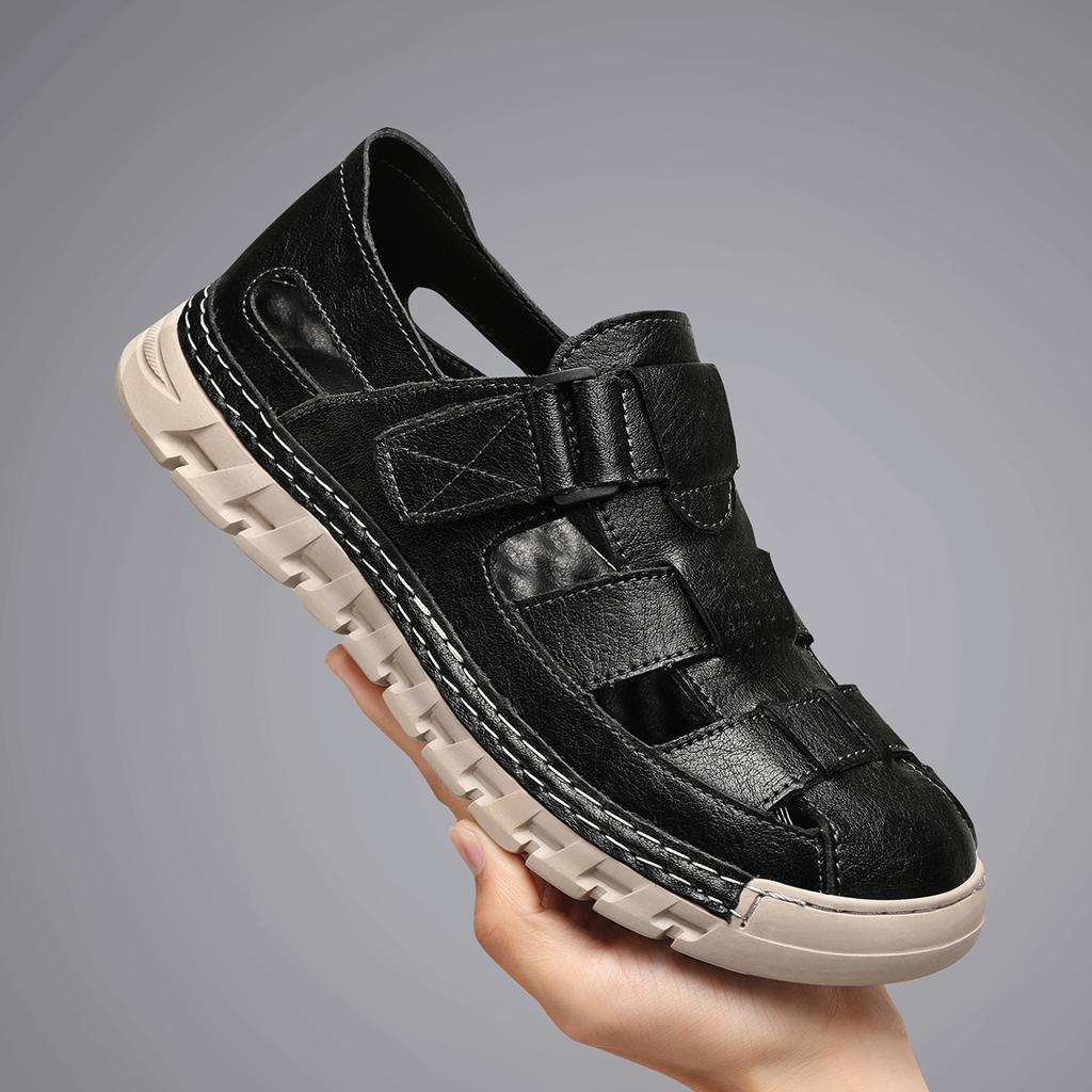 Летние мужские сандалии из натуральной кожи, повседневная обувь с открытым носком, пляжные сандалии