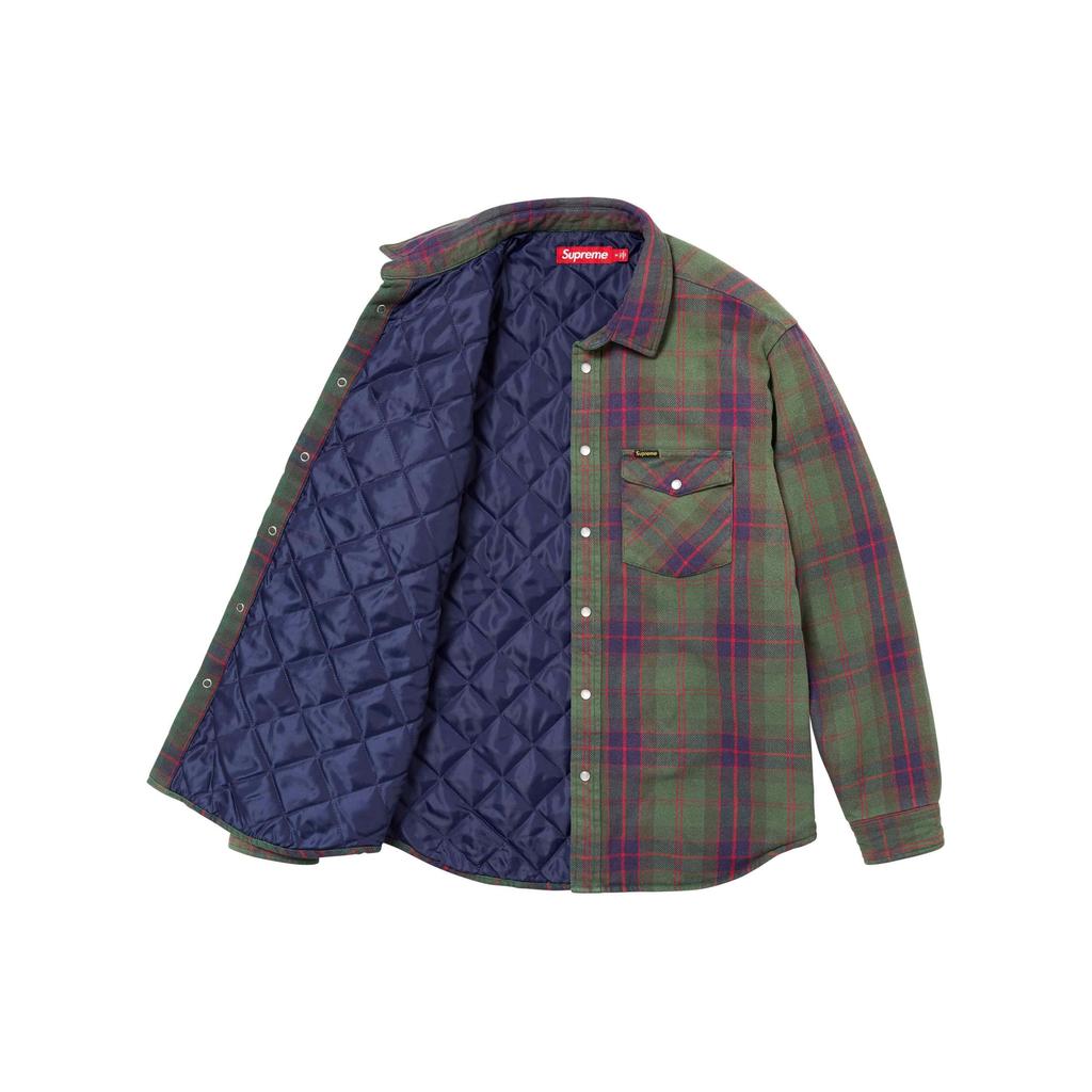 Supreme Quilted Flannel Snap Shirt 'Orange Yellow' Men's SUP-SS24-034