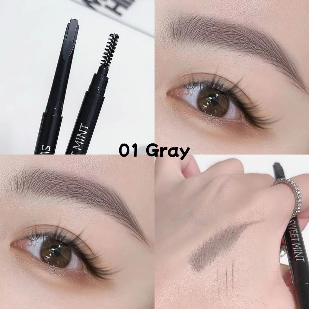 1Pc Waterproof Rotatable Grey Brown Eyebrow Pencil No Blooming Smooth Matte Double Head Long-Lasting Eyebrow Tattoo Pen Makeup