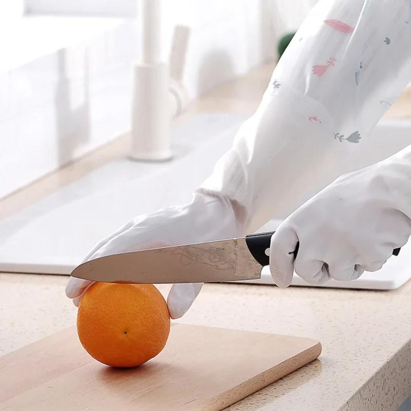 Прочные кухонные перчатки для мытья посуды Водонепроницаемые перчатки для домашних дел Перчатки с длинными манжетами Перчатки на шнурках Бытовые чистящие средства