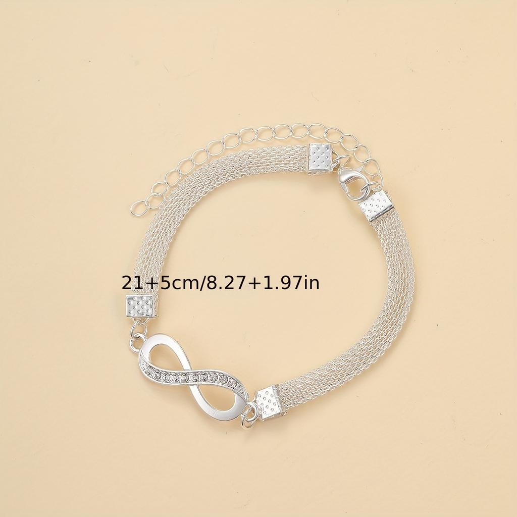 8-значный простой стильный браслет с инкрустацией блестящим цирконом, элегантный браслет на щиколотке из цинкового сплава, блестящие украшения для ног, декор