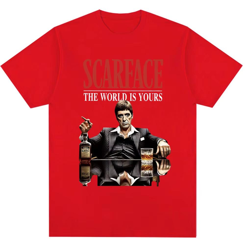 Tony Montana Scarface TShirts The World Is Yours Mens Clothing Hip Hop Vintage Short Sleeves Cotton Oversized Fashion T Shirts