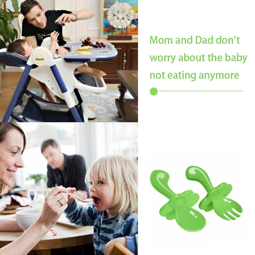 Baby Cloud Fork Spoon Short Handle Eating Training Self Feeding Tools for Infant