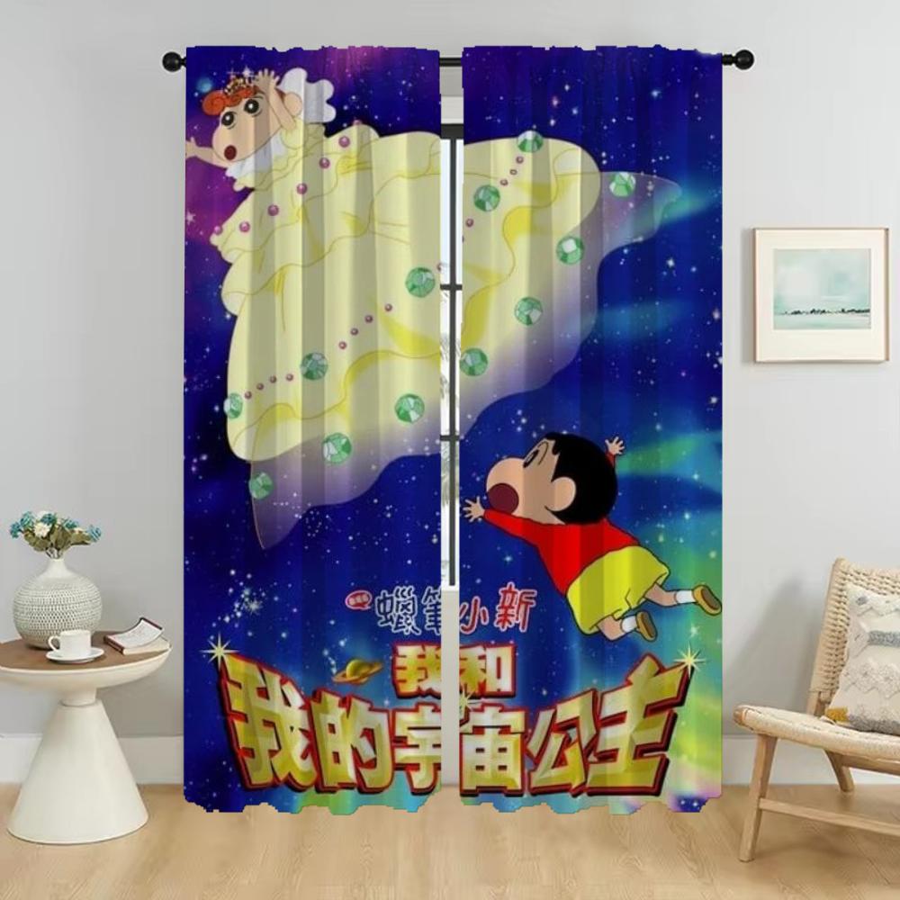 Crayon Partition Kitchen Curtains 2 Pieces Curtains Child Room Halloween Decoration Window Curtain Shades Living Blackout Camera