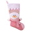 Рождественский розовый чулок Дед Мороз Снеговик Белый верх Большая вместимость Многоразовый Подвесной подарочный мешок для елки Подвеска-носок Украшения