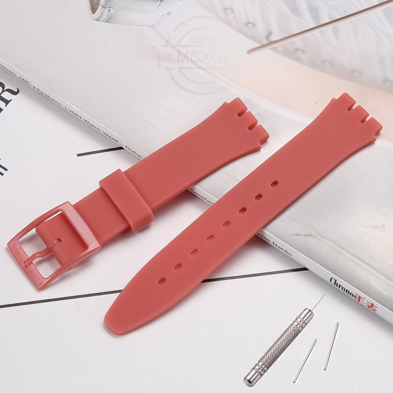 Силиконовый Ремешок Для Часов Swatch 17мм 19мм 20мм Пряжка-Штырек Водонепроницаемый Браслет Наручный Аксессуары Для Часов