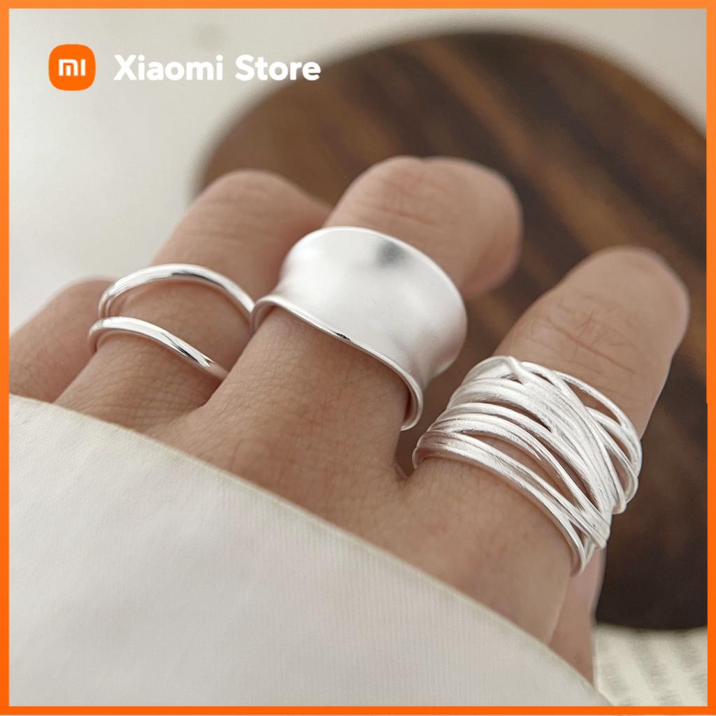 Xiaomi Кольца из стерлингового серебра 925 пробы для женщин, пары, минималистичные, ручной работы, широкое кольцо, ювелирное изделие для вечеринки, подарок, предотвращает аллергию
