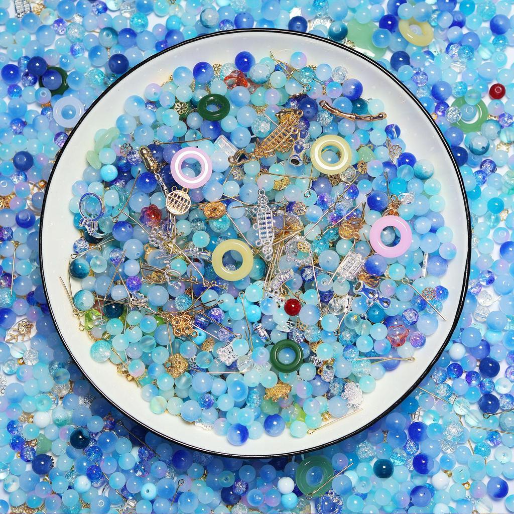 Браслет из бисера в нефритовом стиле Nezha Ao Bing, разноцветные круглые стеклянные бусины