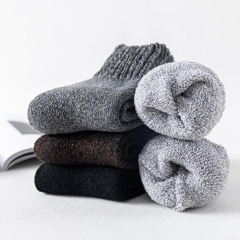 5 пар мужских осенне-зимних однотонных шерстяных носков-труб средней толщины из теплой кроличьей шерсти