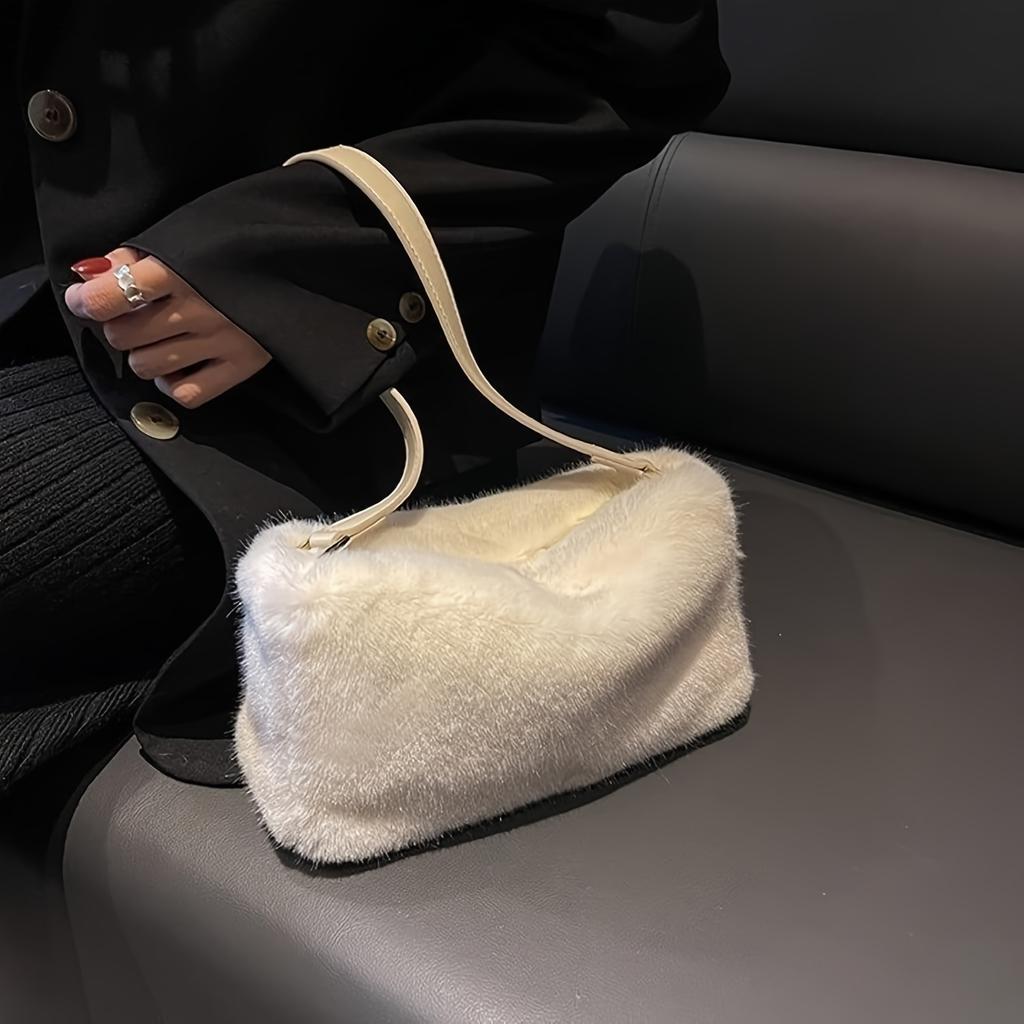1 шт. Женская сумка через плечо, стильная плюшевая сумка через плечо, легкая сумка, идеально подходящая для шопинга, путешествий, вечеринок, повседневного использования