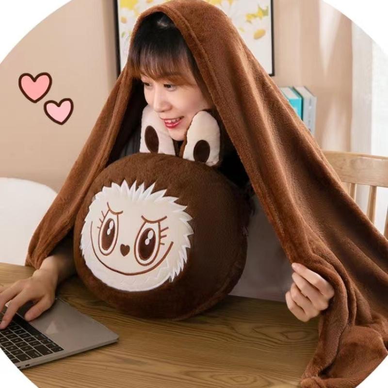 New Matte Labubu Fabric Pillow, Quilt, Air Conditioner Blanket, Car Cushion, Backpack, Hand-held Car Blanket