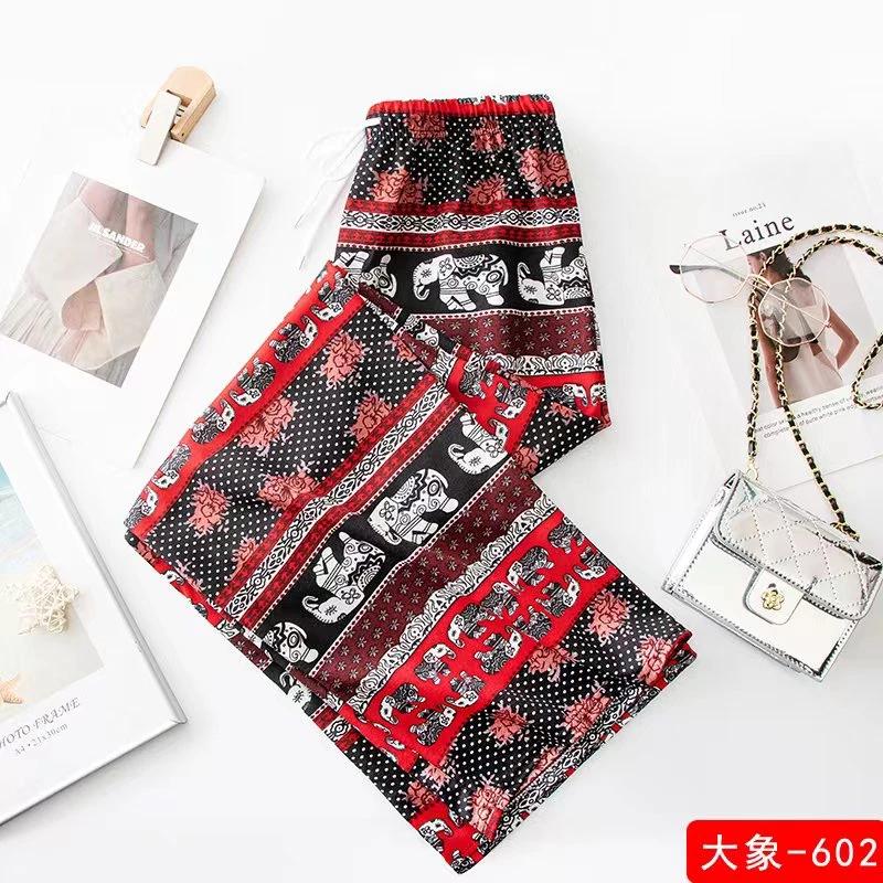 Elephant Pants Adjustable Elastic Waist Strap Rope Loose Legs Women Men Unisex Print Thailand Casual Streetwear Beach Bohemian Retro Vintage