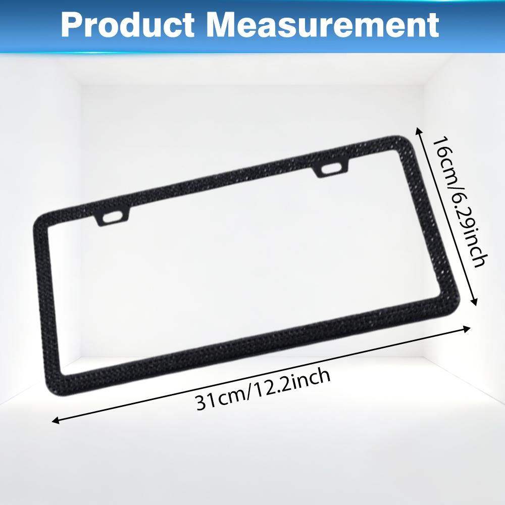 Black and White New ultra-thin License Plate Frame Cover Holder Accessories Crystal and Stainless Steel